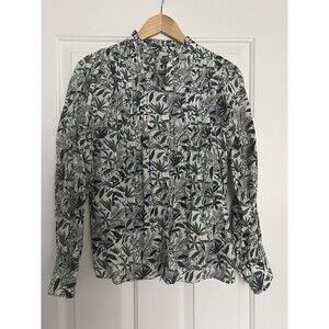 Boden Miranda Blouse Button Up Tropical Palm Size US 2